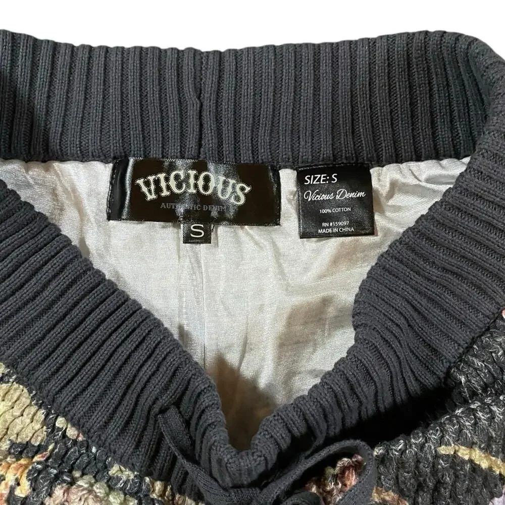 Vicious Denim Crochet Knit Oversized Lined Shorts - S - Picture 3 of 4